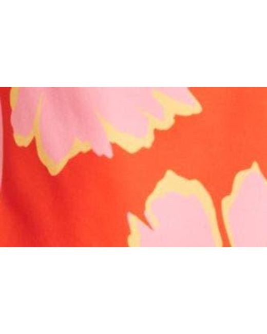Donna Ricco Red Floral Flutter Sleeve Sheath Dress