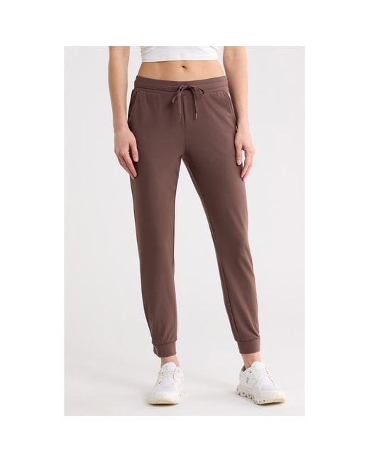 90 Degrees Brown Hampton Pocket Interlock Joggers