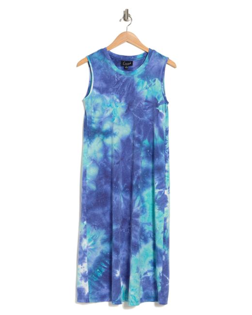 Connected Apparel Blue Tie Dye French Terry Maxi Dress