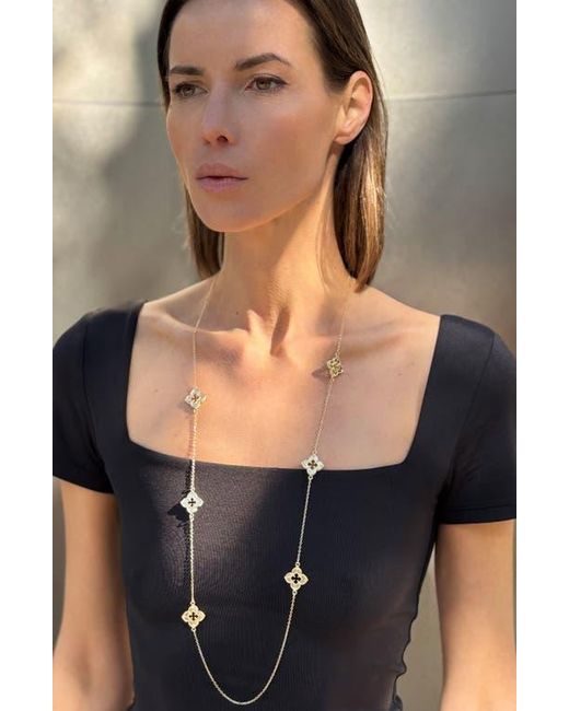 Adornia Black Clover Station Necklace