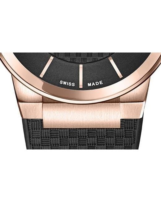 Ferragamo Black Polyurethane Strap Watch, 41Mm for men
