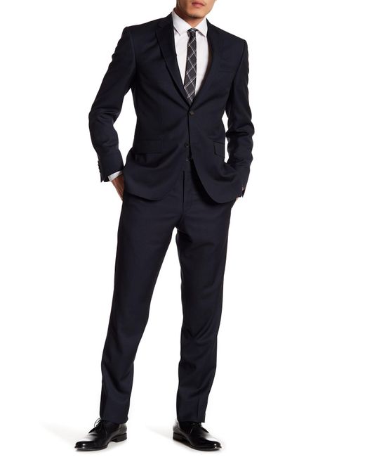 Ted Baker Blue Jarrow Navy Notch Collar Trim Fit Wool 2-piece Suit for men