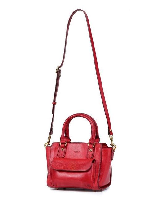 Old Trend Red Leather Mini Satchel Crossbody Bag