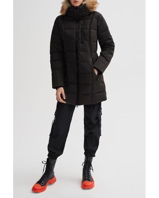 Noize Black Hannah Faux Fur Trim Hooded Parka