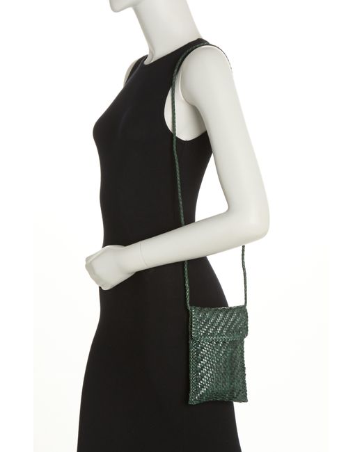 Loeffler Randall Nora Woven Leather Crossbody Phone Bag In Forst At