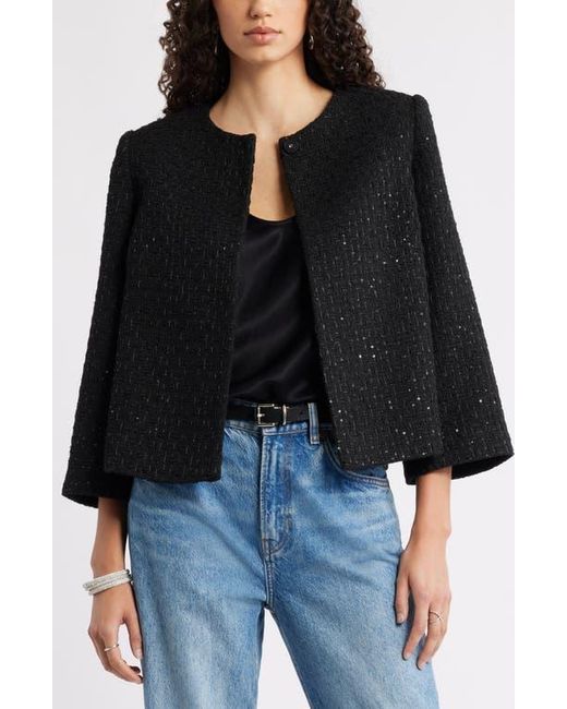 Nordstrom Black Collarless Bouclé Jacket