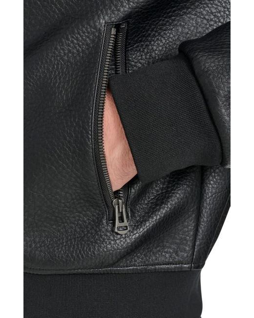 Cole Haan Black Faux Leather Bomber Jacket for men