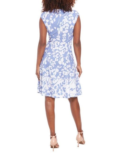 London Times Blue Night And Day Fern Fit And Flare Dress