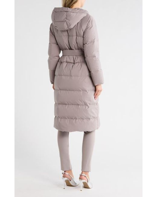 Theory Brown True Hooded Down Coat