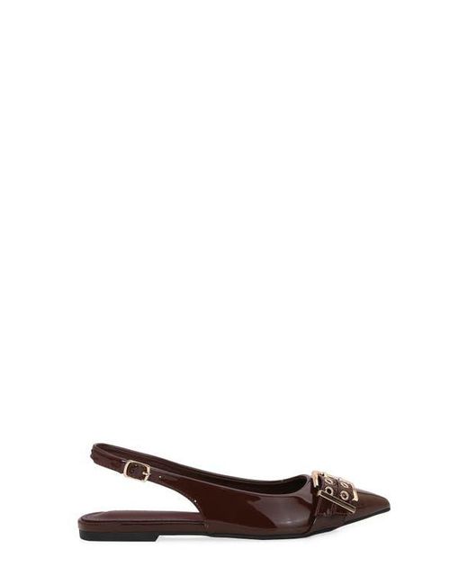 BERNESS Brown Buckle Slingback Pointed Toe Flat