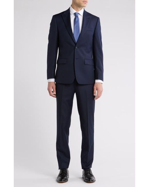Calvin Klein Blue Solid Two-Button Notched Lapel Slim Fit Suit for men