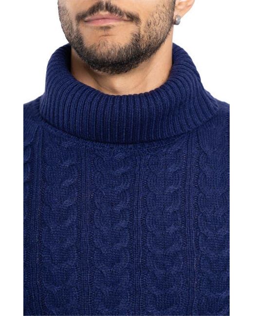 Xray Jeans Blue Cable Knit Turtleneck Sweater for men