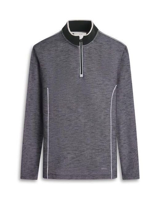 Bugatchi Blue Quarter Zip Performance Pullover for men