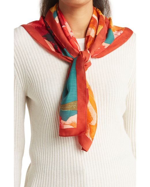 Vince Camuto Floral Silk Square Scarf In Green At Nordstrom Rack in Red |  Lyst