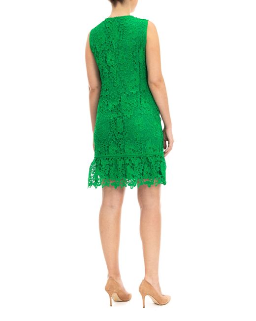 Nina Leonard Green Sleeveless Lace Dress