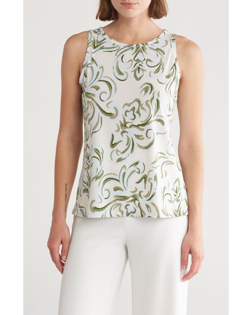 Vince Camuto White Floral Knit Tank