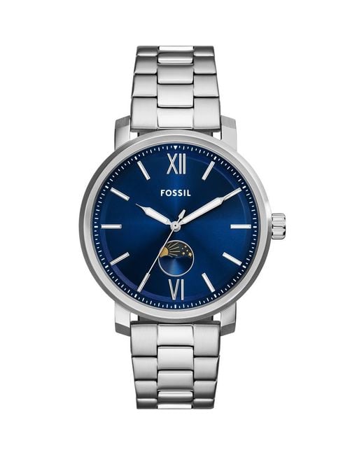Fossil Metallic Rhett Moon Phrase Bracelet Watch, 43Mm for men