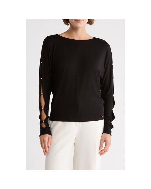 Tahari Black Cutout Dolman Sleeve Top