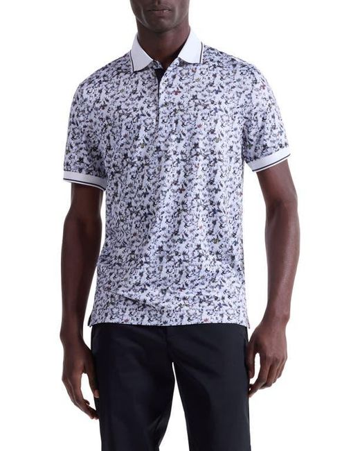 Bugatchi Blue Three-Button Performance Polo for men