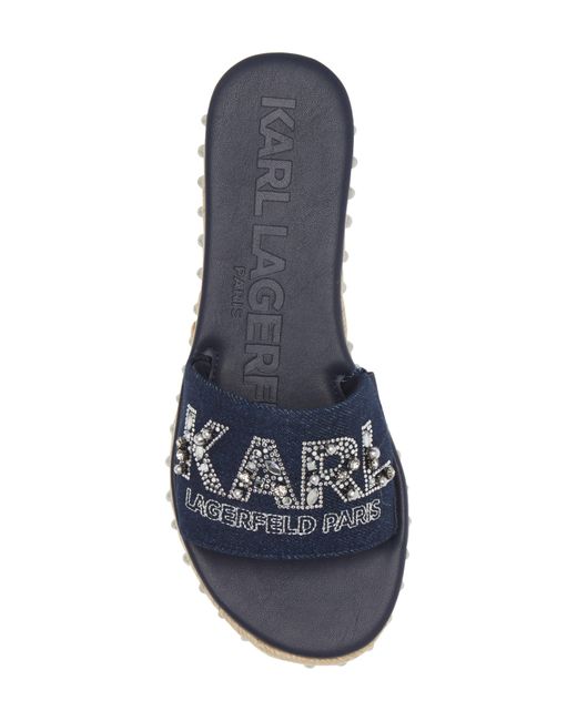 Karl Lagerfeld Blue Kamara Pearl Platform Sandal