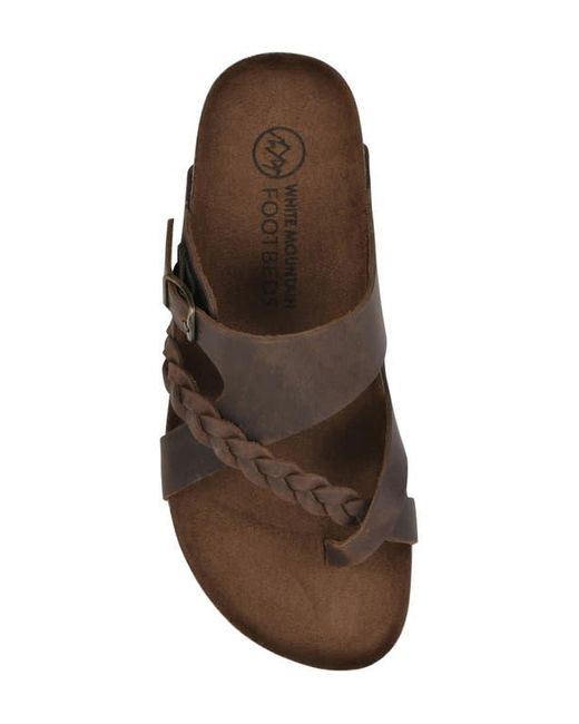 White Mountain Brown Braided Strappy Slide Sandal