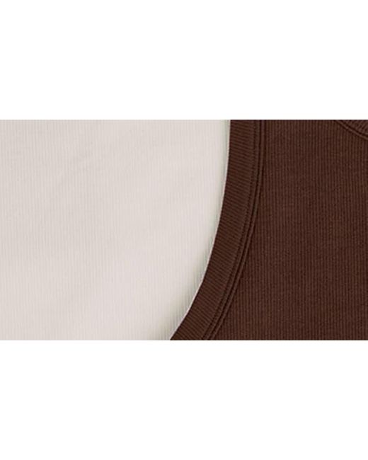 90 Degrees Brown 3-pack Seamless Ribbed Crop Tank Tops