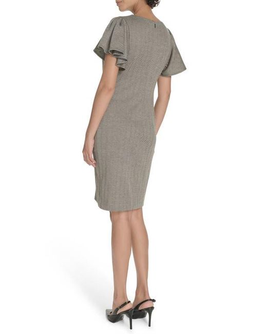 Tommy Hilfiger Multicolor Flutter Sleeve Herringbone Sheath Dress