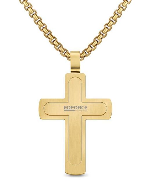 EDFORCE Metallic Two Layer Cross Necklace for men