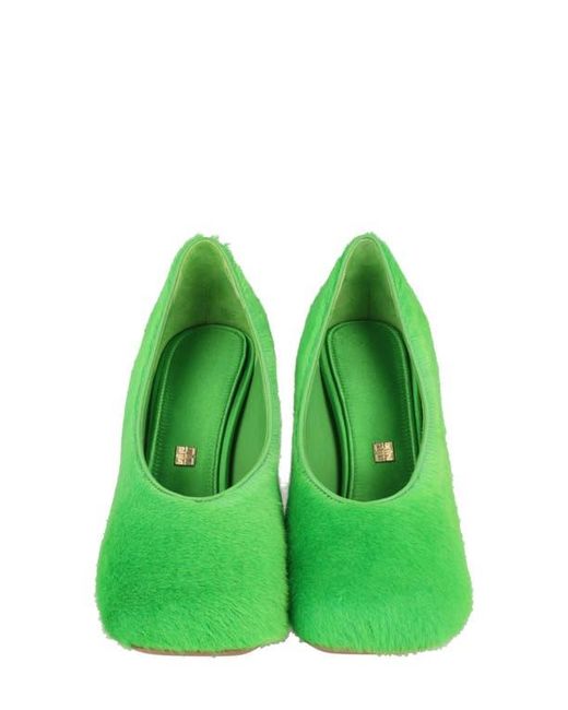 Givenchy Green Square Toe Spike Heel Genuine Calf Hair Pump