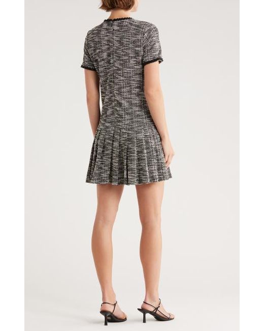 Ellen Tracy Short Sleeve Dropped Waist Pleated Tweed Dress in Black | Lyst