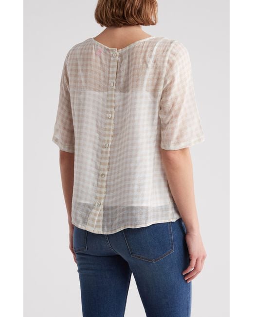 Vince Camuto White Lawn Gingham Top
