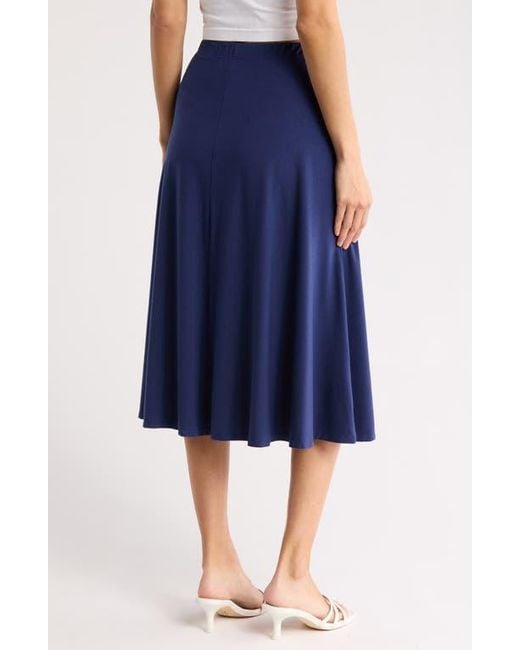 Go Couture Blue Flared Midi Skirt