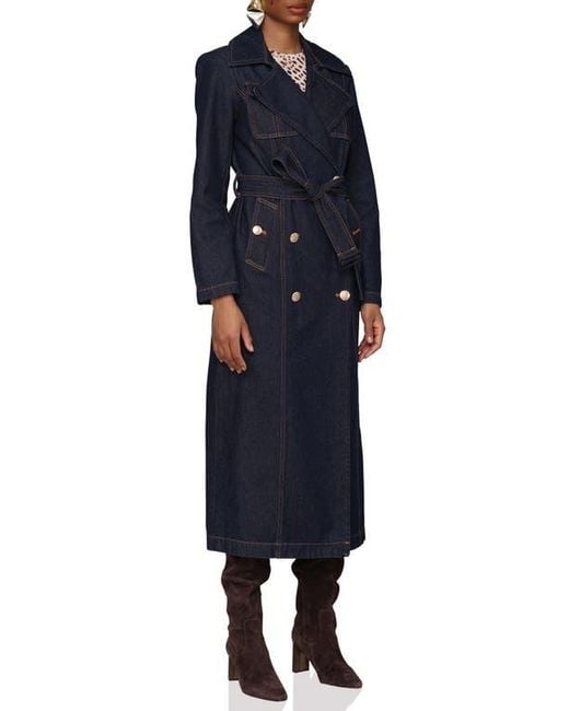 Avec Les Filles Blue Belted Utility Denim Trench Coat