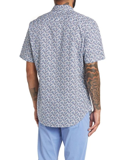 COASTAORO Blue Blooms Short Sleeve Shirt for men