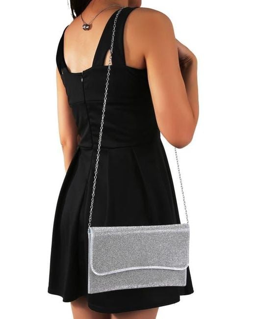 BERNESS Gray Rhinestone Envelope Clutch
