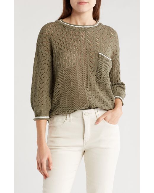 Democracy Natural Pointelle Tipped Sweater