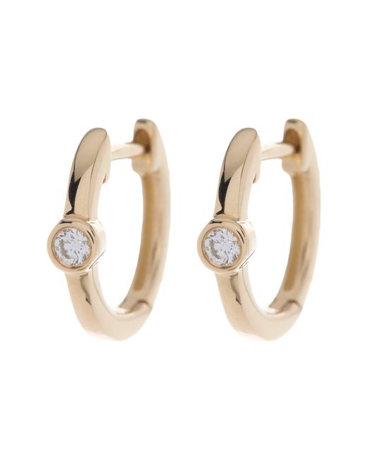Ron Hami 14k Yellow Gold Bezel Diamond Huggie Earrings in Metallic