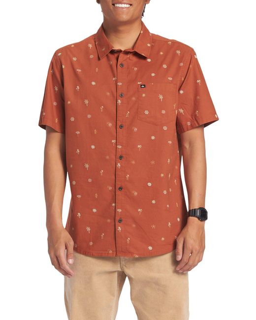 Quiksilver Red Heat Wave Short Sleeve Button-up Shirt for men