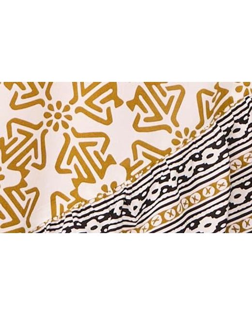 Vince Camuto Natural Mixed Print High-Low Halter Dress