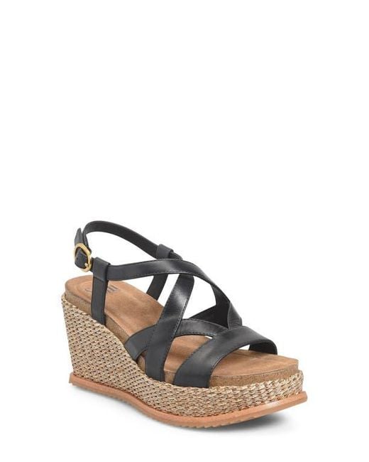 Söfft Black Devyn Slingback Espadrille Platform Wedge Sandal