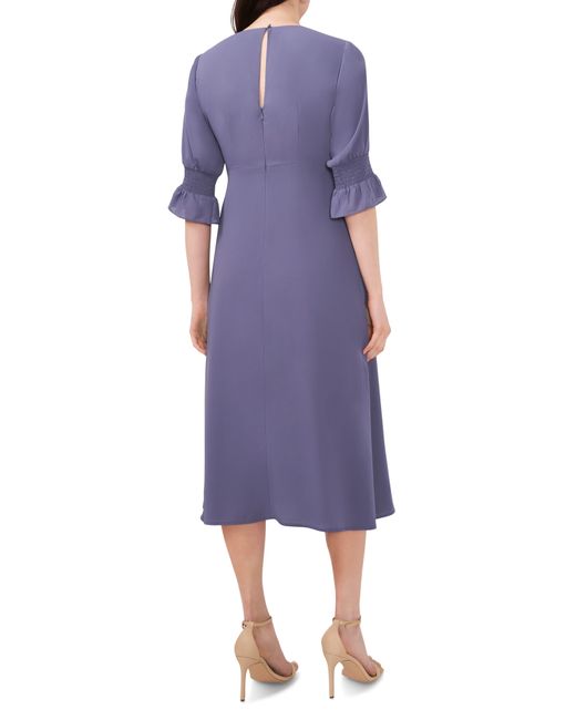 Halogen® Purple Ruffle Cuff Midi Dress