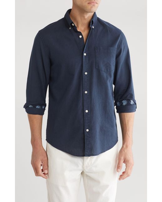 Tailor Vintage Blue Puretec Cooltm Linen & Cotton Button-up Shirt for men
