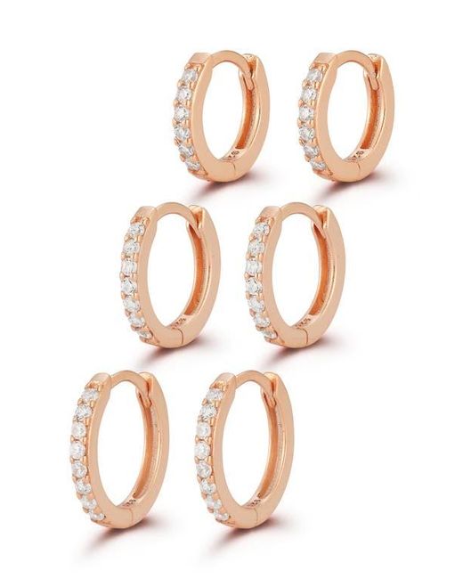 Glaze Jewelry White Set Of 3 Cubic Zirconia Huggie Hoop Earrings