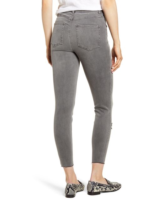 Spanx Gray Distressed Ankle Skinny Jeans