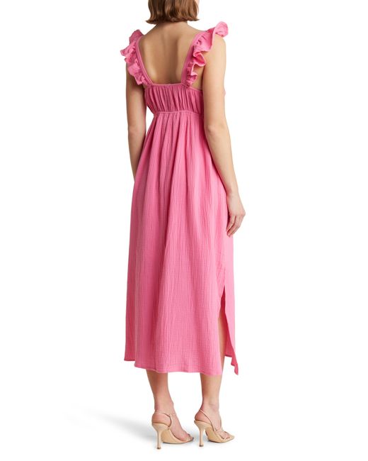 Wishlist Pink Ruffle Cotton Gauze Dress