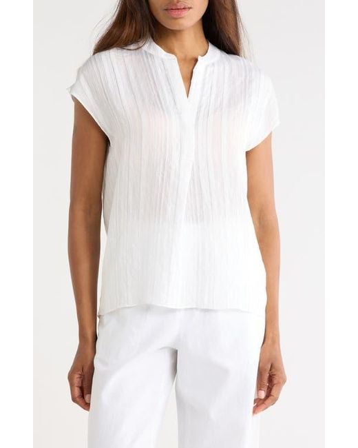 Vince White Split Neck Dolman Sleeve Top