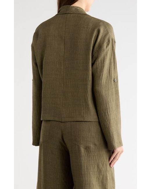 Max Studio Green Textured Drape Jacket