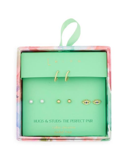 Leith White Set Of 4 Assorted Stud & Hoop Earrings