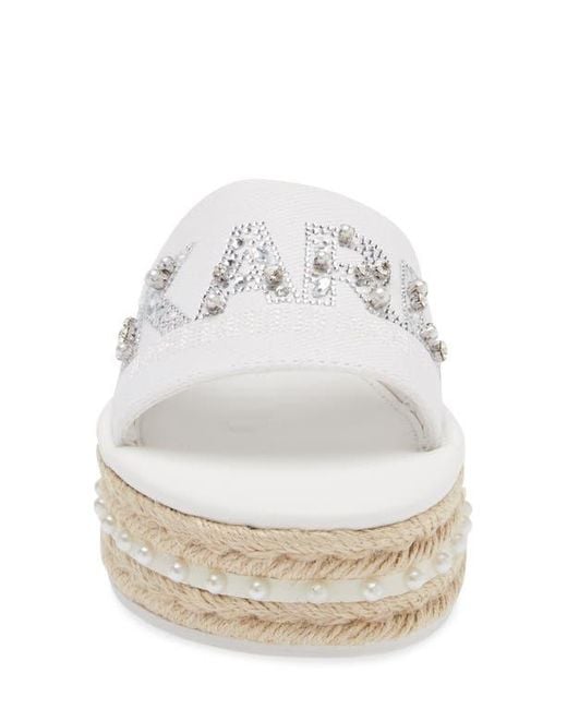 Karl Lagerfeld White Kamara Pearl Platform Sandal