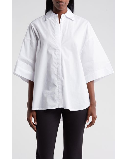 French Connection White Rhodes Cotton Poplin Popover Shirt